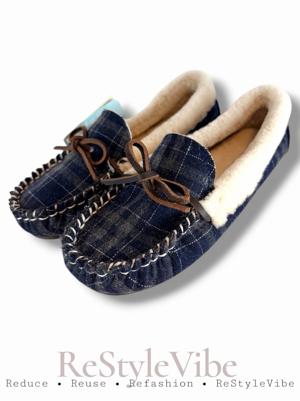 LAMO Women’s Size 7 Slippers NWT Moccasin Style Wool NEW Plaid